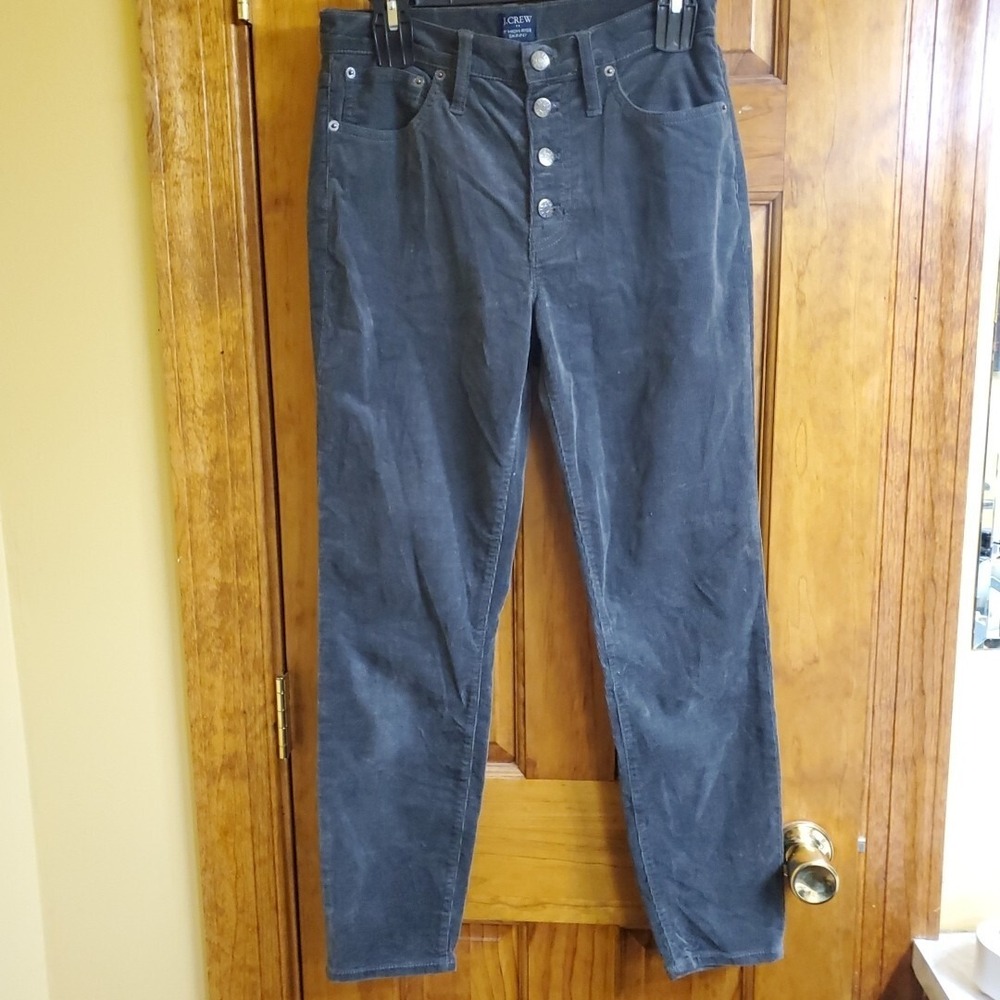 J.Crew 28 Corduroy Pants Women Charcoal Gray 9" High Rise Skinny Button Fly SEO